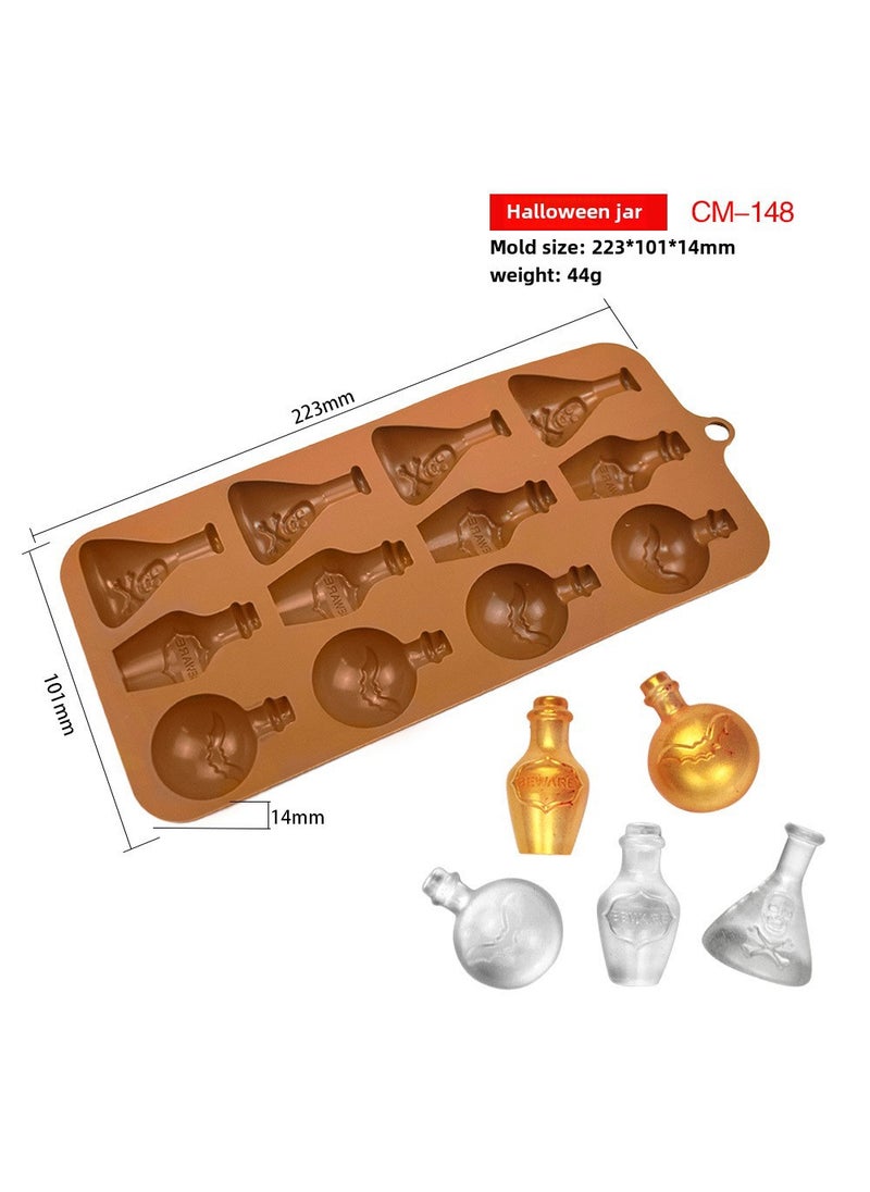 Generic - Halloween Pumpkin Silicone Mold Witch Skull Candy (44g) Bottle CM-148 - Image 1