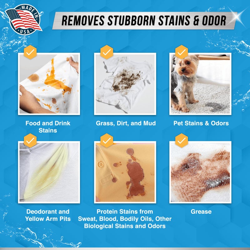 Active Enzyme Laundry Booster Odor Remover - 2 lbs Unscented Enzymatic Clothes Stain Cleaner Powder, Natural Deodorizer with Bio Active Enzymes, Detergent Additive Eliminator for Sweat, Oil, Blood - 64 Loads - Image 4