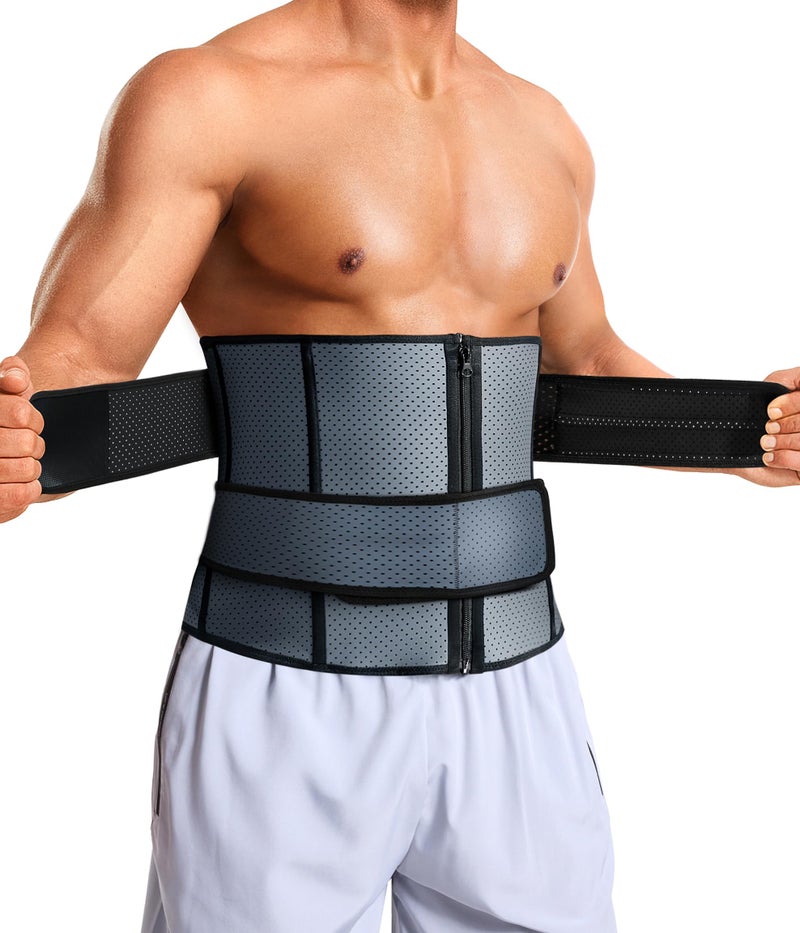 TAILONG Waist Trainer for Men Sweat Band Trimmer Belt Fajas Para Hombres Stomach Wrap Workout Body Shaper Grey - Image 2
