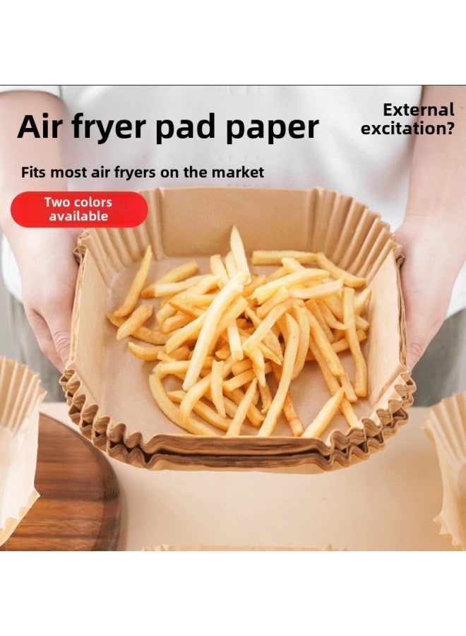 Household Air Fryer Special Paper High Temperature Resistant Paper Holder Anti-stick Baking Paper Round Oil-proof Paper Fryer Machine Silicone Oil Paper-Color:25 Sheets-Specifications:Round Large, Natural Bubble Shell  - Image 2