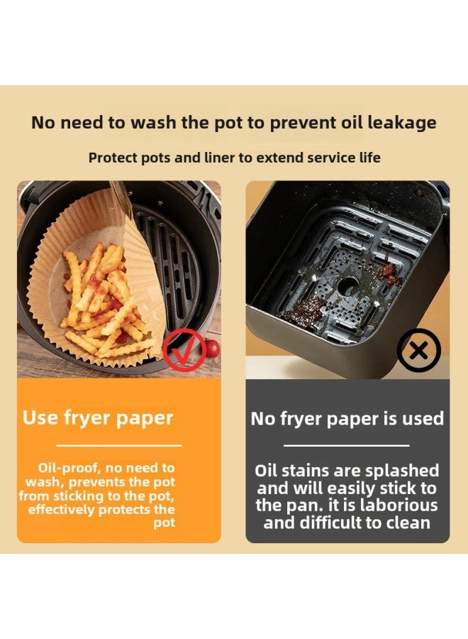Household Air Fryer Special Paper High Temperature Resistant Paper Holder Anti-stick Baking Paper Round Oil-proof Paper Fryer Machine Silicone Oil Paper-Color:25 Sheets-Specifications:Round Large, Natural Bubble Shell  - Image 4