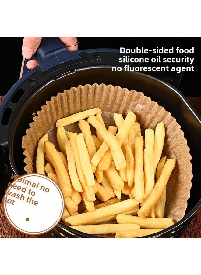 Household Air Fryer Special Paper High Temperature Resistant Paper Holder Anti-stick Baking Paper Round Oil-proof Paper Fryer Machine Silicone Oil Paper-Color:25 Sheets-Specifications:Round Large, Natural Bubble Shell  - Image 5