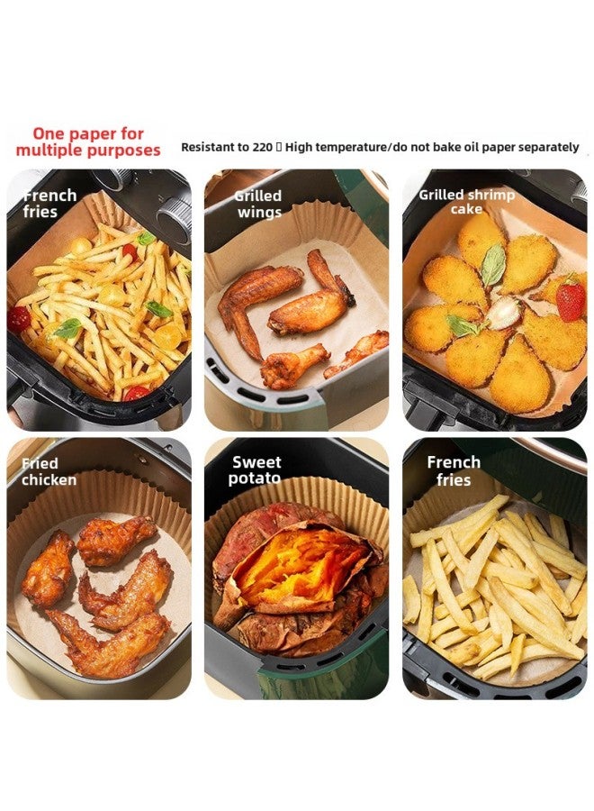 Household Air Fryer Special Paper High Temperature Resistant Paper Holder Anti-stick Baking Paper Round Oil-proof Paper Fryer Machine Silicone Oil Paper-Color:25 Sheets-Specifications:Round Large, Natural Bubble Shell  - Image 3