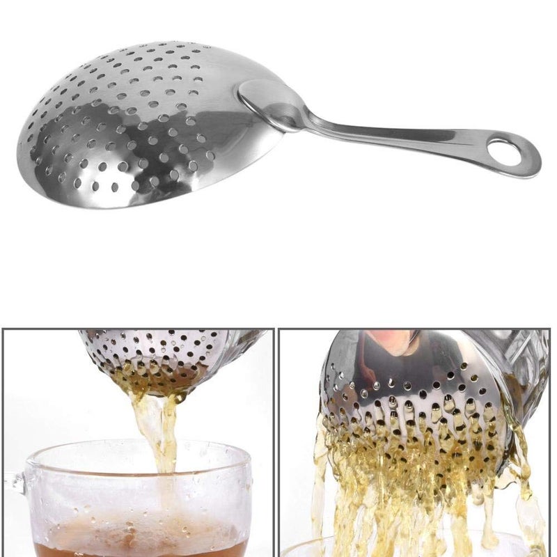 NJ NCO Julep Strainer, Stainless Steel Cocktail Strainer, Bar Strainer, Drink Strainer, Bartender Supplies/Bar Accessories - 2 Pcs Set - Image 2