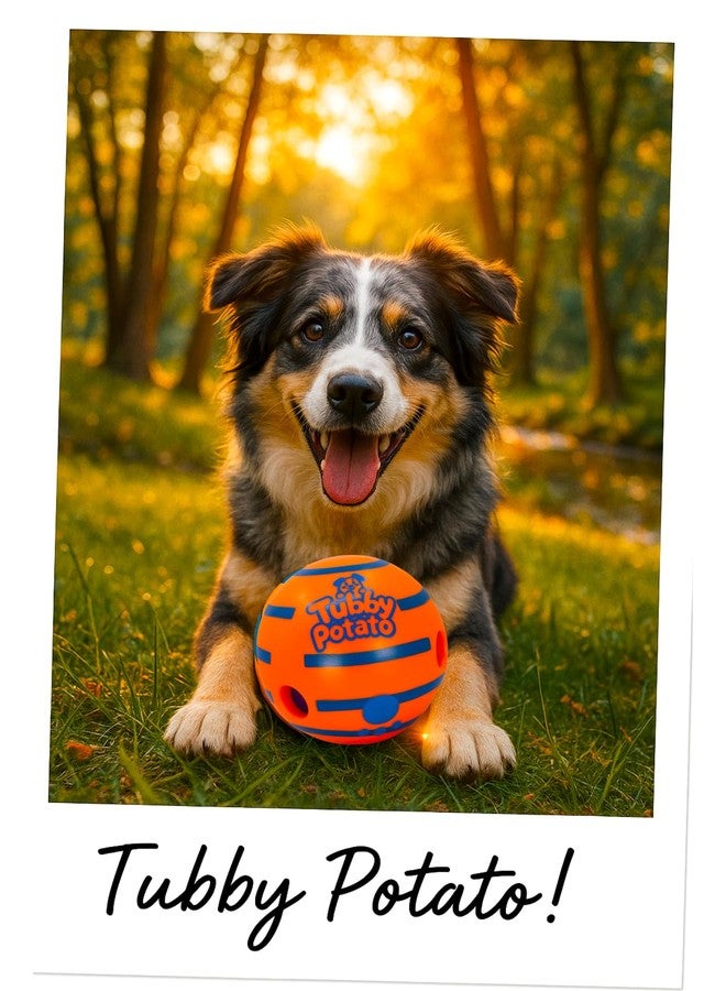 Tubby Potato™ Tater Tumbler Sound Ball – Interactive Dog Toy for All Breeds & Sizes | Durable, Makes Fun sounds When Rolled or Shaken, 5.5 Inches, Orange, Preferred by Pets over the wobble giggle toys - Image 4