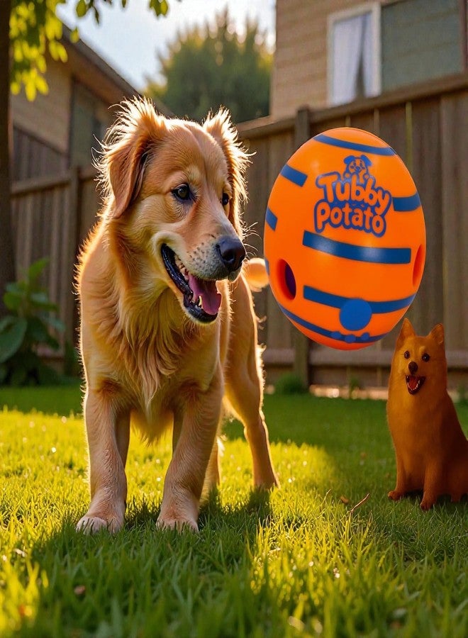 Tubby Potato™ Tater Tumbler Sound Ball – Interactive Dog Toy for All Breeds & Sizes | Durable, Makes Fun sounds When Rolled or Shaken, 5.5 Inches, Orange, Preferred by Pets over the wobble giggle toys - Image 1