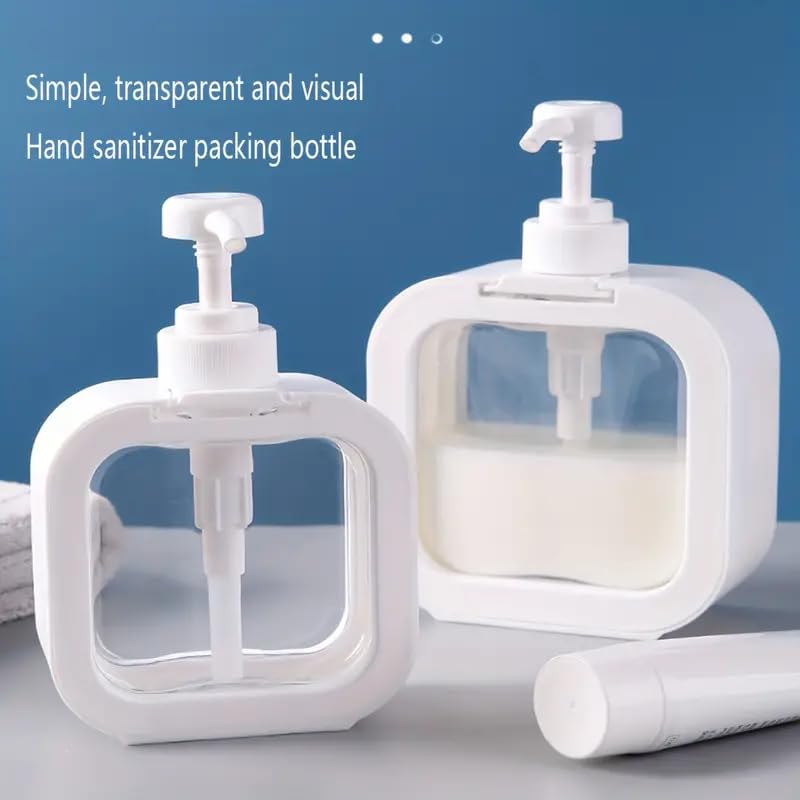 MEZON موزون موزع صابون بلاستيكي يدوي زجاجة شامبو جل استحمام مقسمة سعة عالية زجاجة مضخة شفافة زجاجة لوشن موزع صابون (2 قطعة - 500 مل) - Image 4