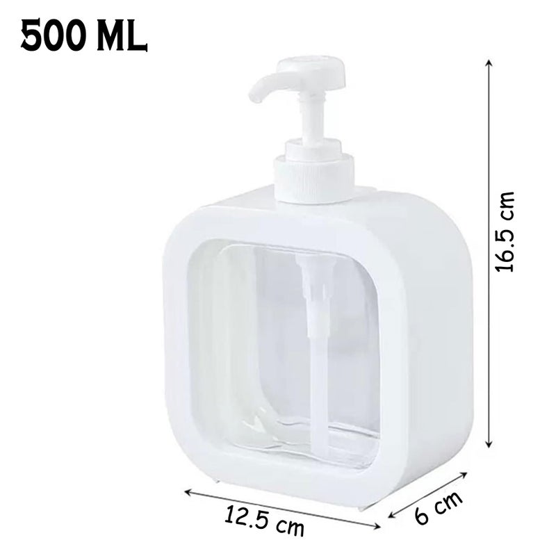 MEZON موزون موزع صابون بلاستيكي يدوي زجاجة شامبو جل استحمام مقسمة سعة عالية زجاجة مضخة شفافة زجاجة لوشن موزع صابون (2 قطعة - 500 مل) - Image 2