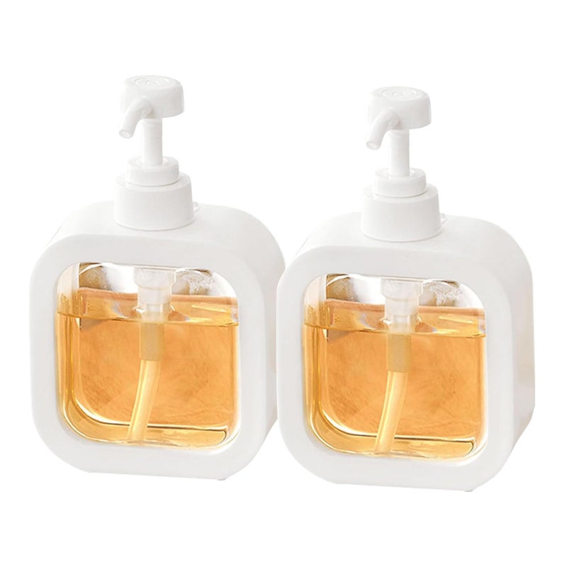 MEZON موزون موزع صابون بلاستيكي يدوي زجاجة شامبو جل استحمام مقسمة سعة عالية زجاجة مضخة شفافة زجاجة لوشن موزع صابون (2 قطعة - 500 مل) - Image 1