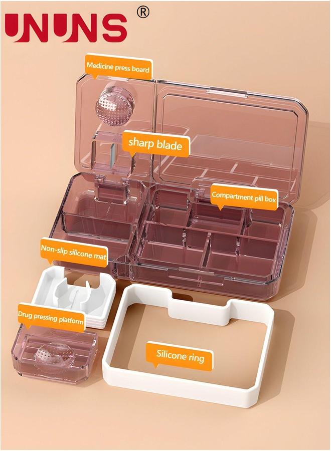 UNUNS Pill Organizer Case,Portable 4 Compartment Pills Case With Cutting And Grinder Function,For Vitamins,Fish Oils,Supplements,Medication - Image 3