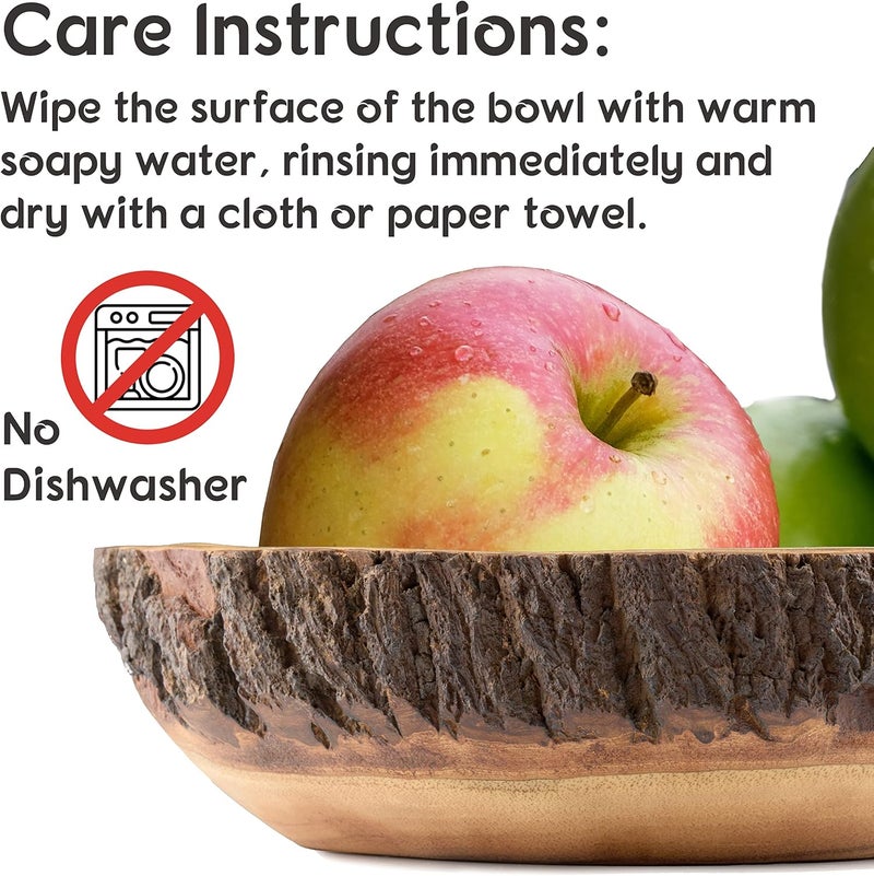 Tapeera Wood Fruit Bowl for Kitchen Counter  Large Decorative Key Tray for Entryway Table  Wooden Holder Basket for Candy and Office 105 Inch - Image 3