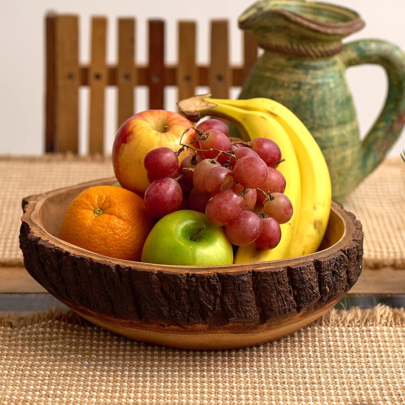 Tapeera Wood Fruit Bowl for Kitchen Counter  Large Decorative Key Tray for Entryway Table  Wooden Holder Basket for Candy and Office 105 Inch - Image 2