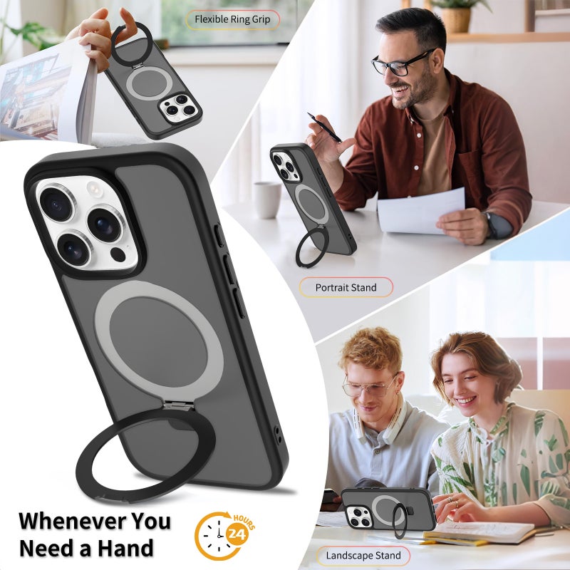 iPhone16 Pro MagSafe Case with Magnetic Invisible Stand,【Full Shockproof Protection】Matte Back Phone Cover with Magnet Kickstand for iPhone 16 Pro MagSafe - Image 3