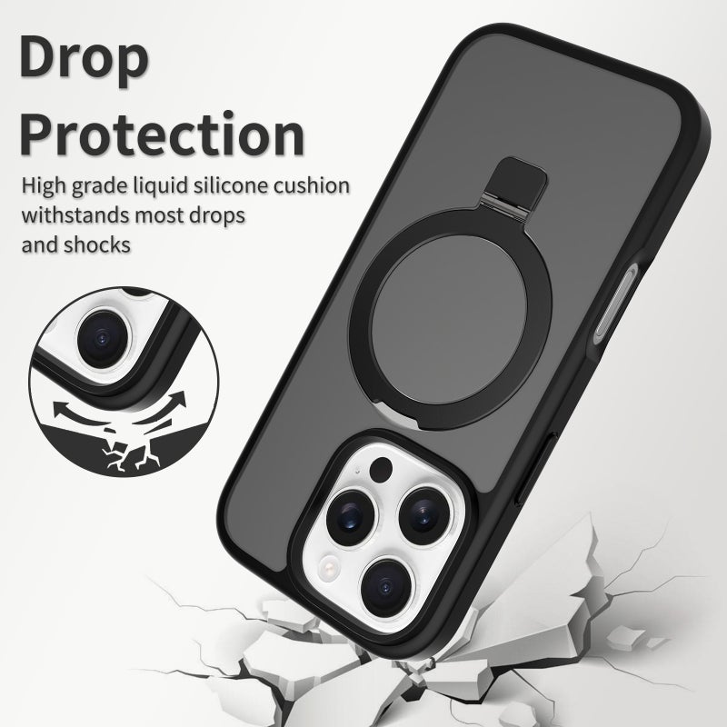iPhone16 Pro MagSafe Case with Magnetic Invisible Stand,【Full Shockproof Protection】Matte Back Phone Cover with Magnet Kickstand for iPhone 16 Pro MagSafe - Image 2