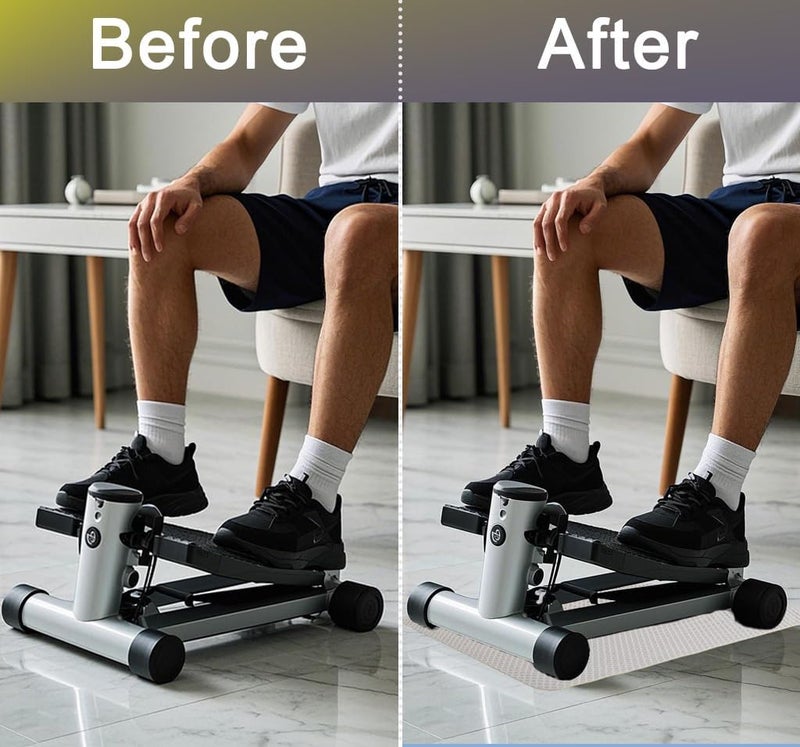 Legnowit Double-Sided Non Slip Mat for Stepper Exercise Machine & Under Desk Mini Elliptical Exercise Equipment, Small Workout Floor Protection Mat for Seated Pedal Exerciser, Indoor Cycling Bike - Image 5