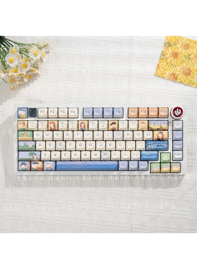 LE Matching Mahjong Lump OG Tone Wired Ket Mute Structure 75 Lump HiGas75 Customized Mechanical Keyboard Aluminum OB-Color:Xuhua Luoying Axis 【mahjong Sound Recommendation】-hi75 Snow White + Dma Great Work Single Mode/wired-rgb Version-single Mode/wired Attention - Image 1