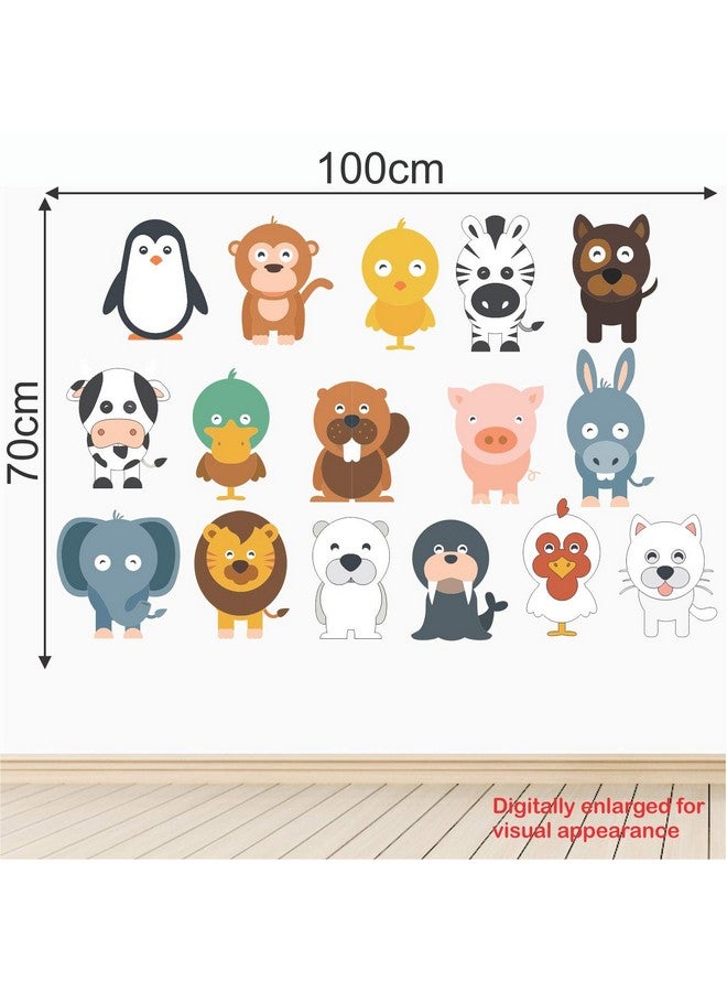 عصا لي ملصق حائط من StickMe "مجموعة من 16 ملصقًا لحيوانات برية وطيور للأطفال - تعليم الحضانة ومرحلة ما قبل المدرسة والحديقة" -SM321 (متعدد الألوان، فينيل - 100 سم × 70 سم) - Image 2