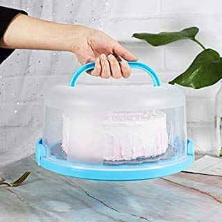 VERAT Cake Carrier with Lid and Handle/Cake Containers/Cake Holder for 11 inch/Cake with 3 Handles Cupcake Carrier/Cake Boxe Packing/Plastic Cover Three Sided Base/Round Storage Carrier(Pink) - Image 5