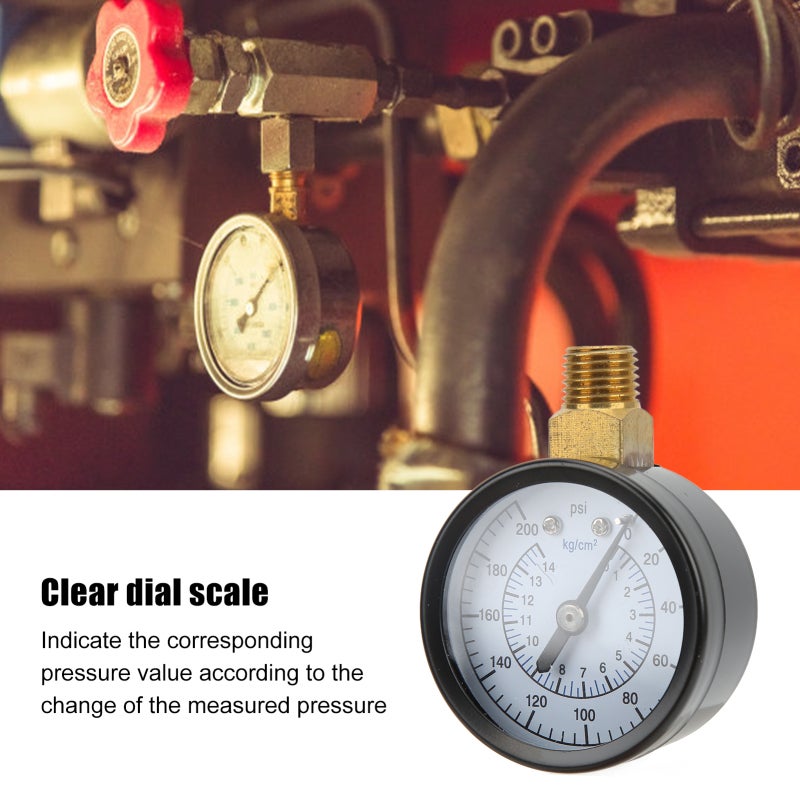 Pressure Gauge 0 To 200 Psi 0 To 14kg/cm² - High-quality Stainless Steel Body With Brass Interface For Anti-corrosion And Durability Clear Dial Scale With Easy-to-read Pointer For Pressure Measurement - Image 4