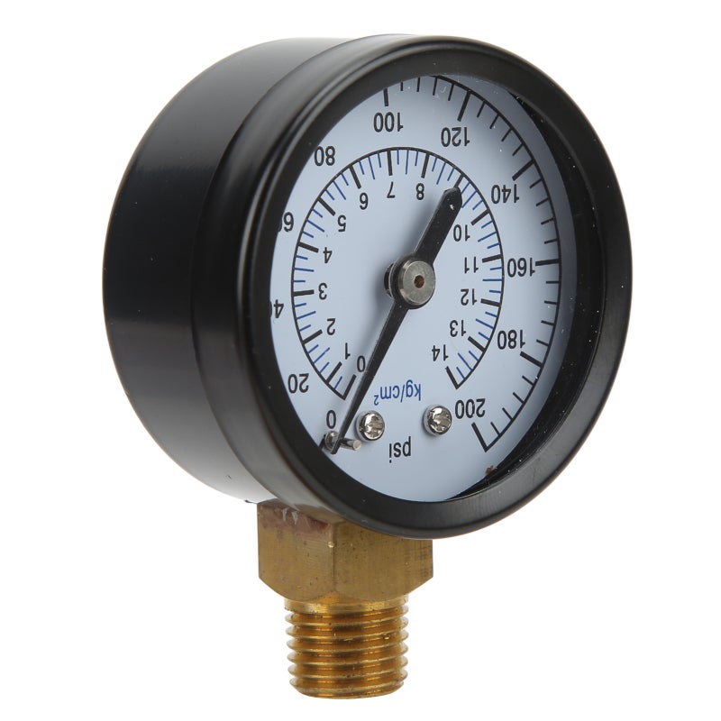 Pressure Gauge 0 To 200 Psi 0 To 14kg/cm² - High-quality Stainless Steel Body With Brass Interface For Anti-corrosion And Durability Clear Dial Scale With Easy-to-read Pointer For Pressure Measurement - Image 3