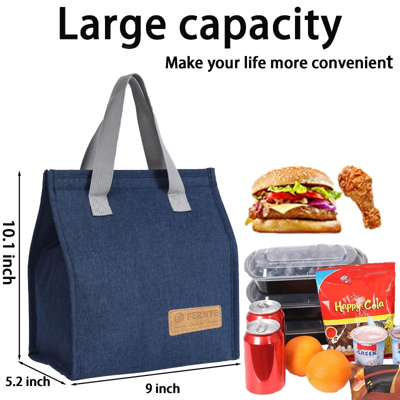 FERNYE Lunch Bag for Women/Men,Waterproof Reusable Portable Lunch Tote,Lunch Box Bag.Thermal Cooler Bag Ideal for Work/Party/l/Travel/Picnic (Light Blue) - Image 3