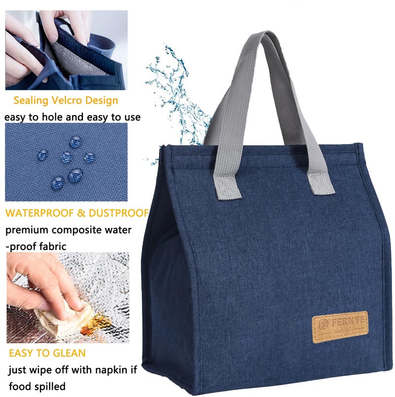 FERNYE Lunch Bag for Women/Men,Waterproof Reusable Portable Lunch Tote,Lunch Box Bag.Thermal Cooler Bag Ideal for Work/Party/l/Travel/Picnic (Light Blue) - Image 5