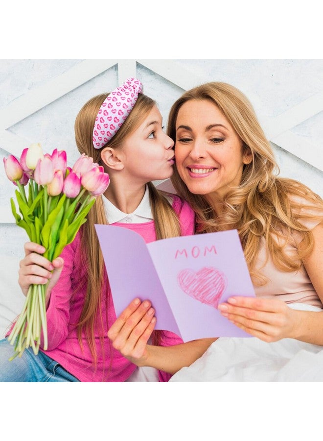 Loquat Mother'S Day Headband For Women Mama Mom Knotted Headband White Pink Flower Heart Wide Top Knot Headband Mother'S Day Hair Accessory Mom Birthday Party Jewelry Gifts (Mom 1) - Image 3