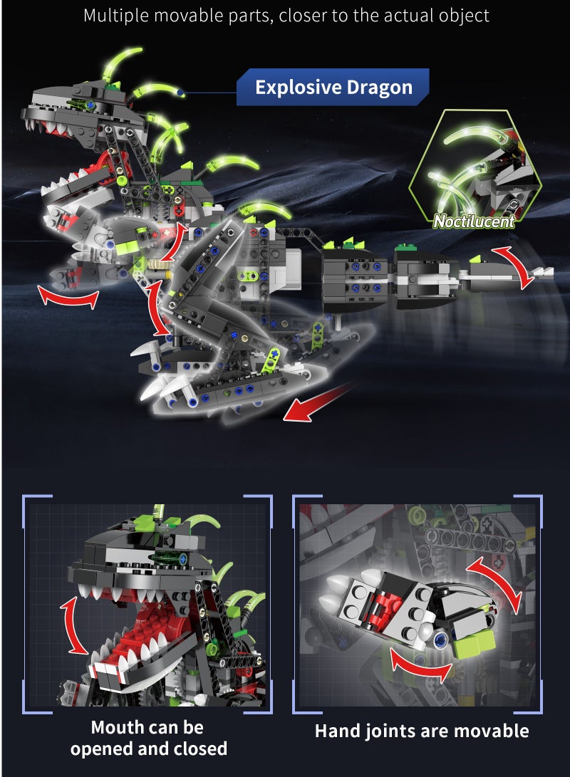 2 in 1 of 2 Ways Control DlY Building Block Set Toys of Dinosaurs Robot  - Image 3