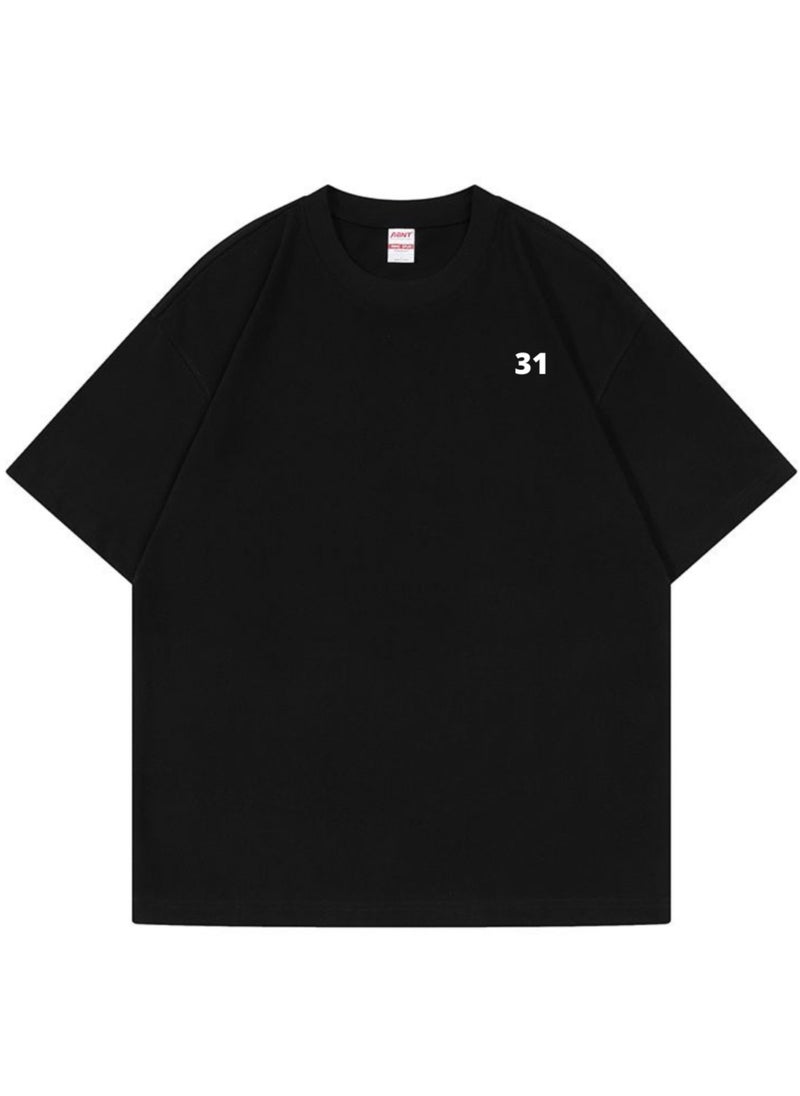 Thirty-One Men's Black T-Shirt with Minimalist 31 Print - 240 GSM, Premium Cotton  - Image 1