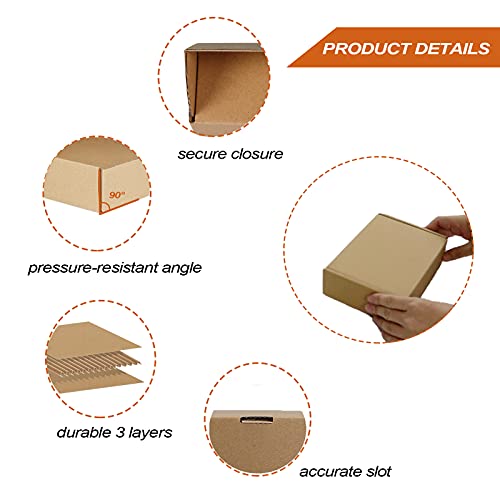 PHAREGE 7x5x2 inch Shipping Boxes Bulk 25 Pack Brown, Tab Lock Tuck Top Mailer Boxes for Packaging Small Business, Small Cardboard Gift Boxes for Wrapping Mailing Present - Image 4