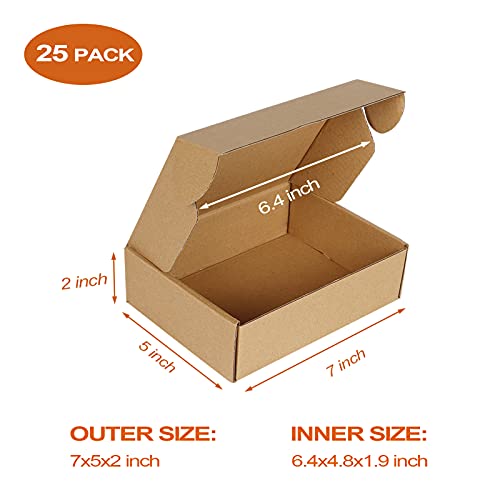PHAREGE 7x5x2 inch Shipping Boxes Bulk 25 Pack Brown, Tab Lock Tuck Top Mailer Boxes for Packaging Small Business, Small Cardboard Gift Boxes for Wrapping Mailing Present - Image 2