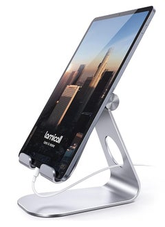 Lamicall Tablet Stand Adjustable Tablet Stand Holder Desktop Dock Cradle Compatible With Ipad Pro 12.9 11 Air 4 10.9 Mini 7.9 Switch Galaxy Tab And More 4 13 Inch Devices Silver  - Image 1