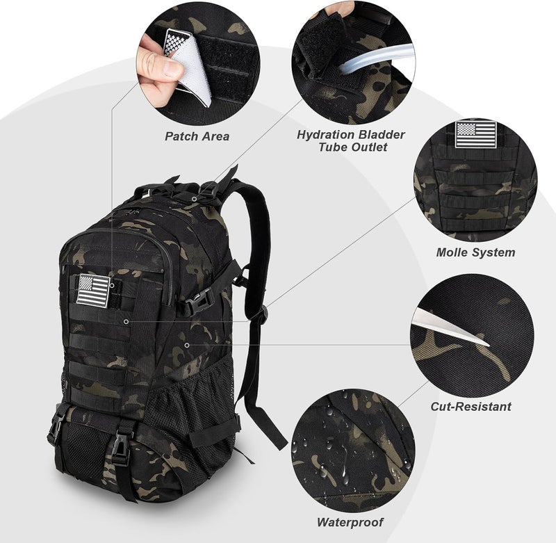 Jueachy Tactical Backpack for Men Hunting Backpack EDC Rucksack Military Hiking Camping Daypack with USA Flag Patch - Image 5