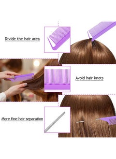 TsMADDTs TsMADDTs Hair Braiding Tool Set - 3Pack with French Braid Tool, Rat Tail Comb, and Metal Pin Comb for Hairstyling, Purple  - Image 4