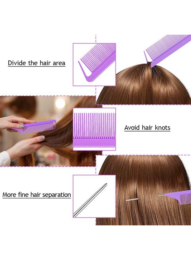 TsMADDTs Hair Braiding Tool Set - 3Pack with French Braid Tool, Rat Tail Comb, and Metal Pin Comb for Hairstyling, Purple - Image 4