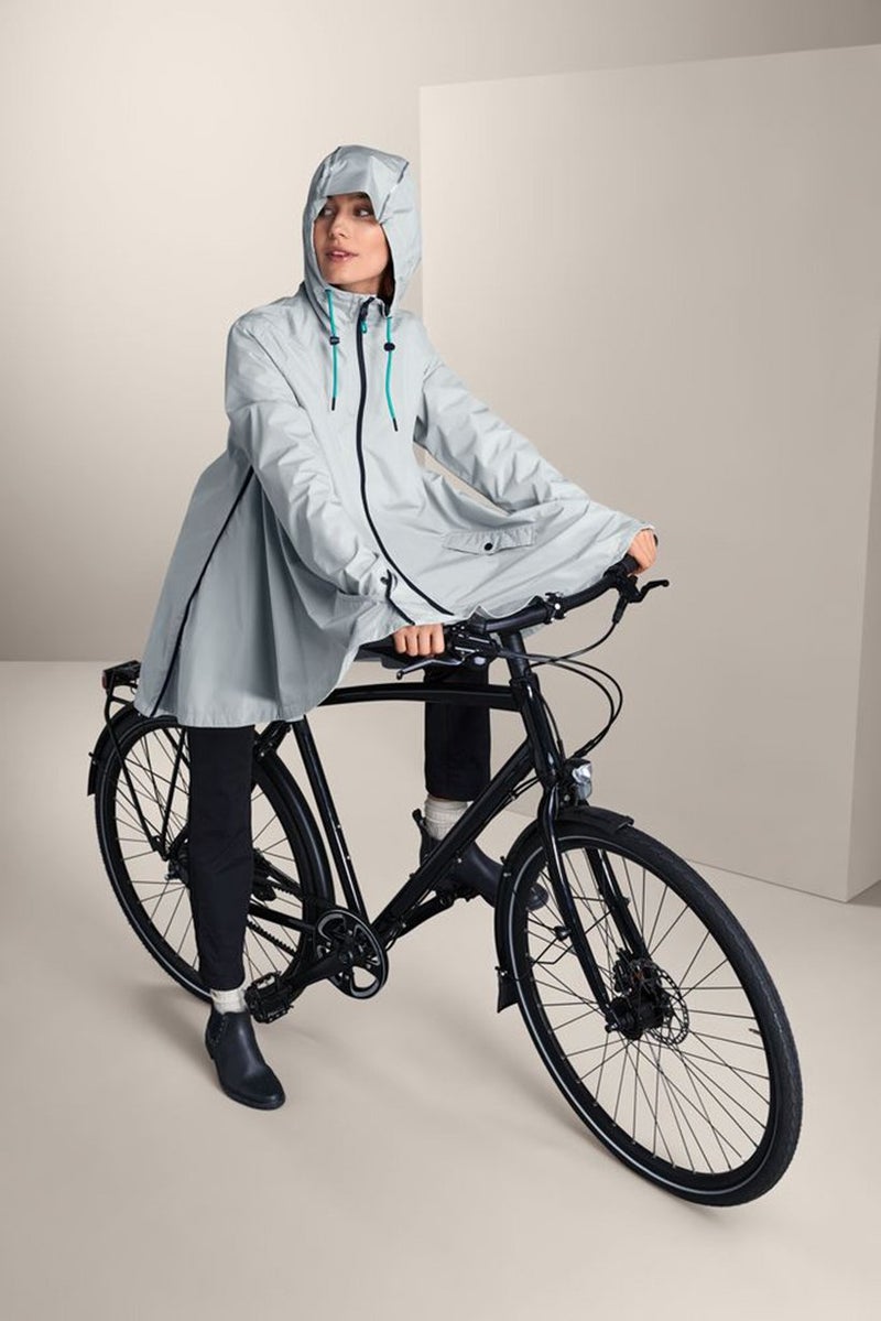 Tchibo Women Hooded Solid  Rain Jacket, Grey - Image 1