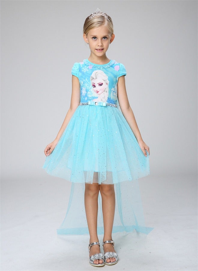 Loquat Summer Short Sleeved Princess Dress Light blue,  - Image 1