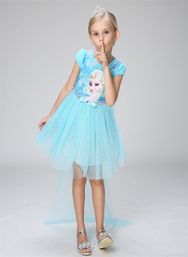 Loquat Summer Short Sleeved Princess Dress Light blue,  - Image 2