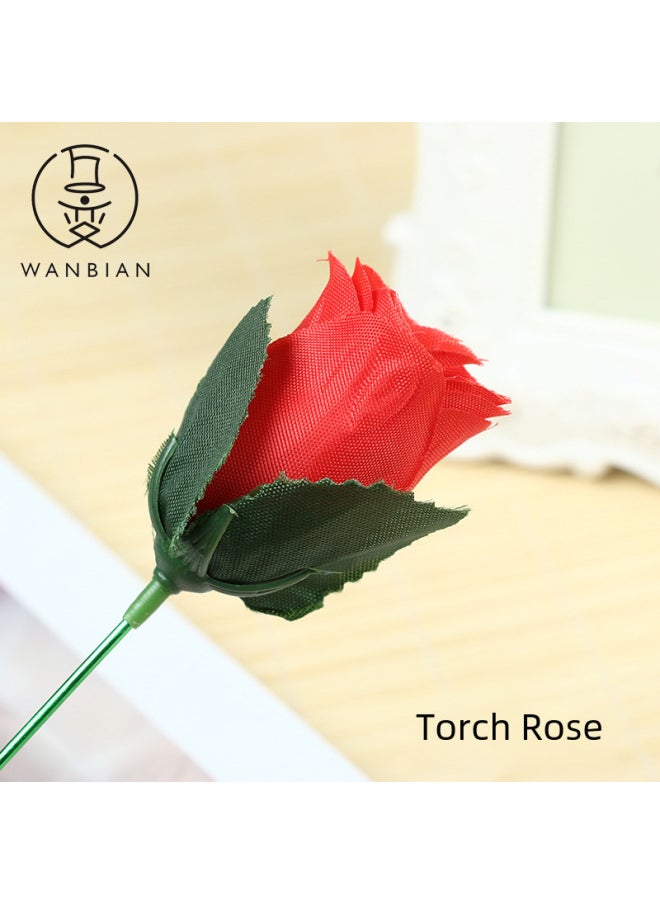 Valentine's Day Gift Magic Props Flower Torch Toy Street Stall Novelty Plaything Fire Brandishing Love Potion-Color:Red  - Image 1