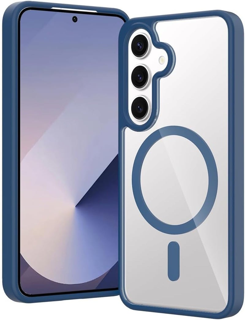 Grabist Phone Case For Samsung A15, Crystal Clear Case Not Yellowing, Compatible with MagSafe, Shockproof Transparent Back Cover with Colored Frame (Navy Blue) - Image 1