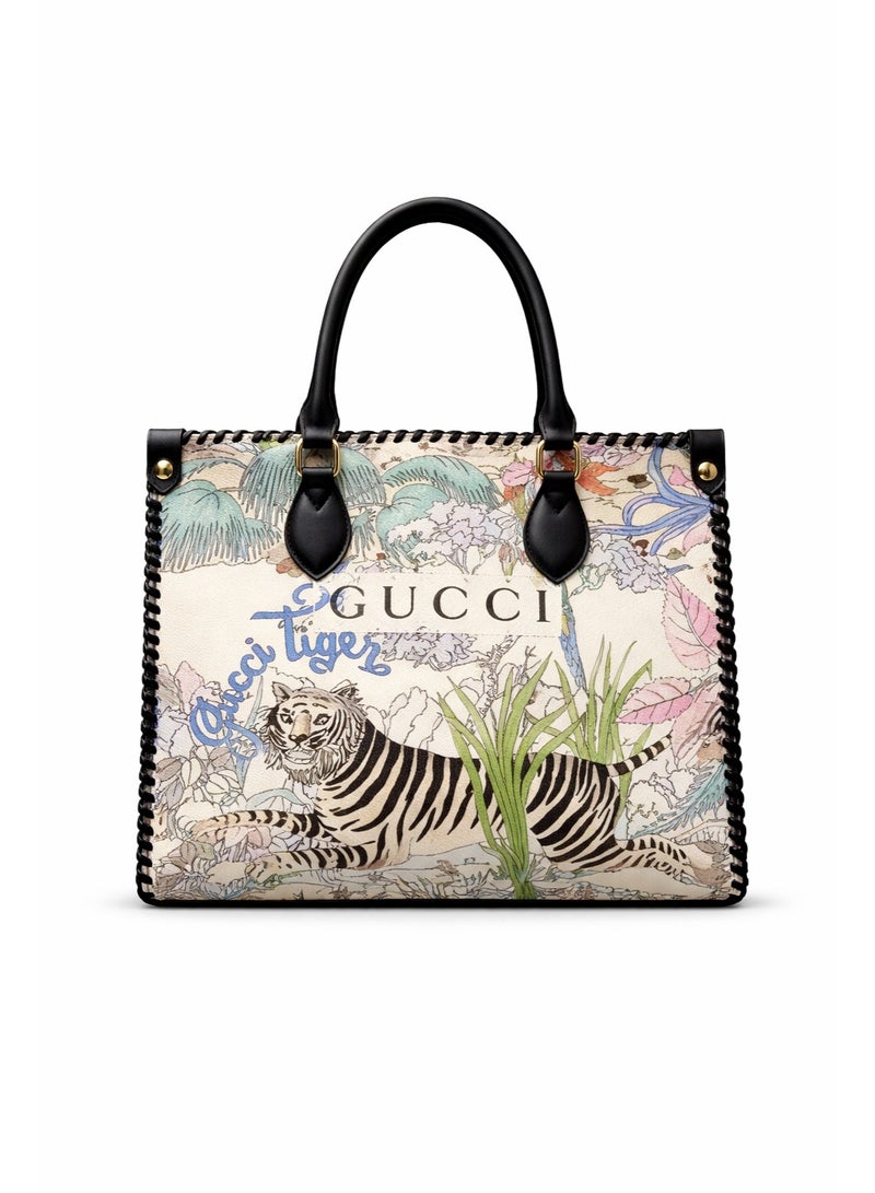 Gucci Tiger Print Tote Bag – Multicolor Canvas Design - Image 1