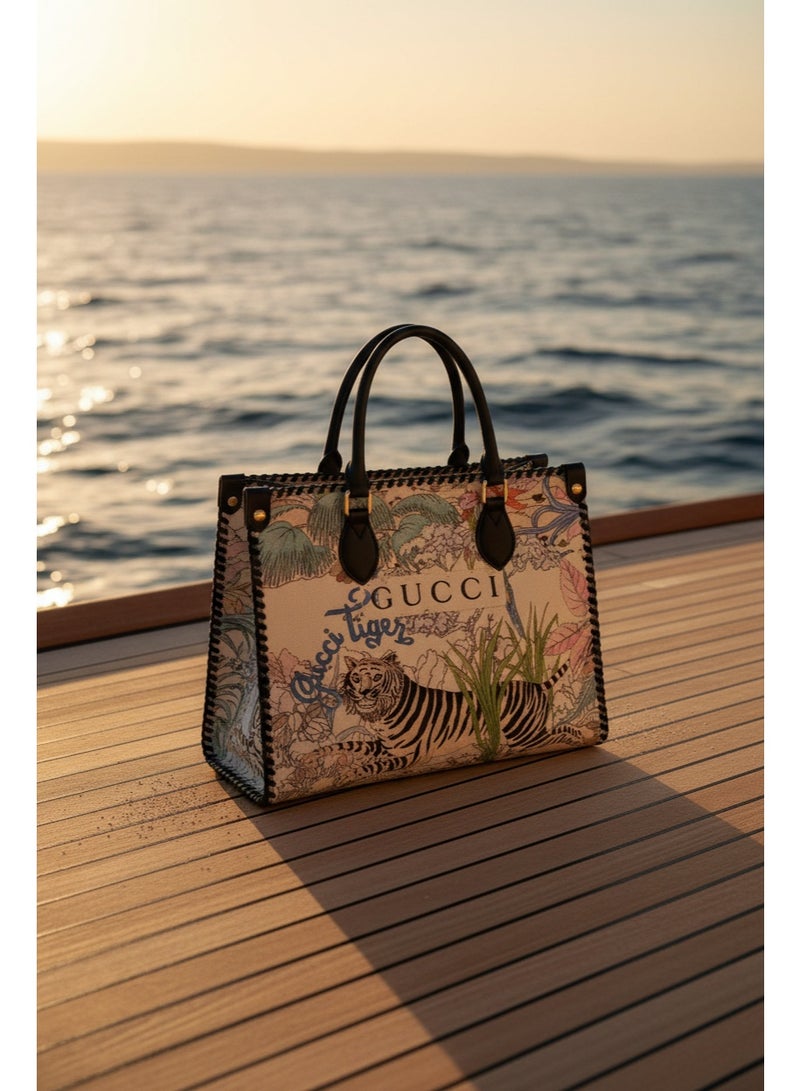 Gucci Tiger Print Tote Bag – Multicolor Canvas Design - Image 5