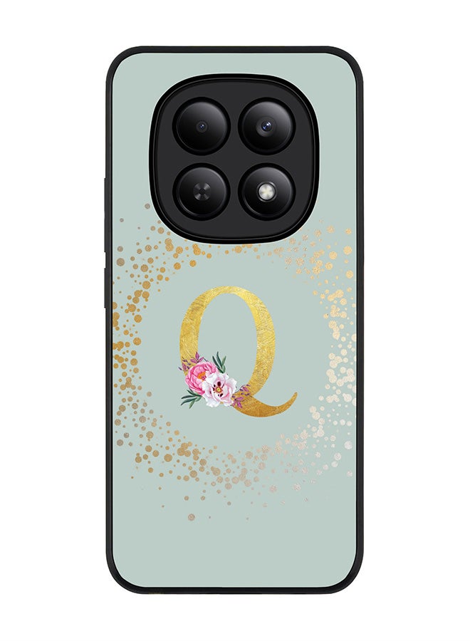 For Xiaomi Redmi Note 15 4G Case,Slim fit Camera Protection, Shockproof Thin Phone cover  - Custom Monogram Floral - Q  (Light Grey )