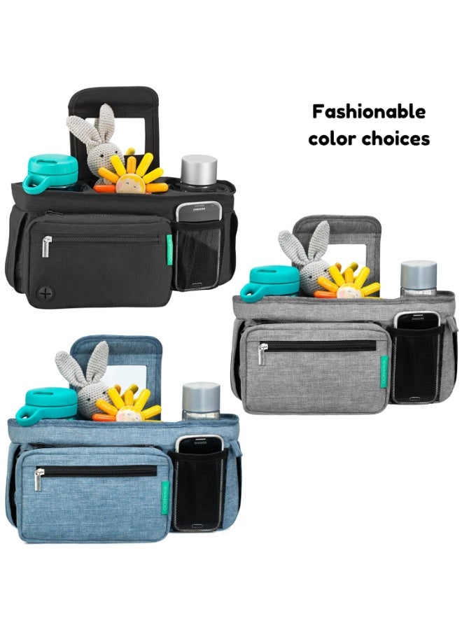 Swanoo Stroller Caddy Organizer With Cup Holder, Non Slip Straps Bag for Phone, Pet Stroller Accessories, Universal Fits Uppababby Vista v2 Wonderfold Wagon, Doona and More - Image 2
