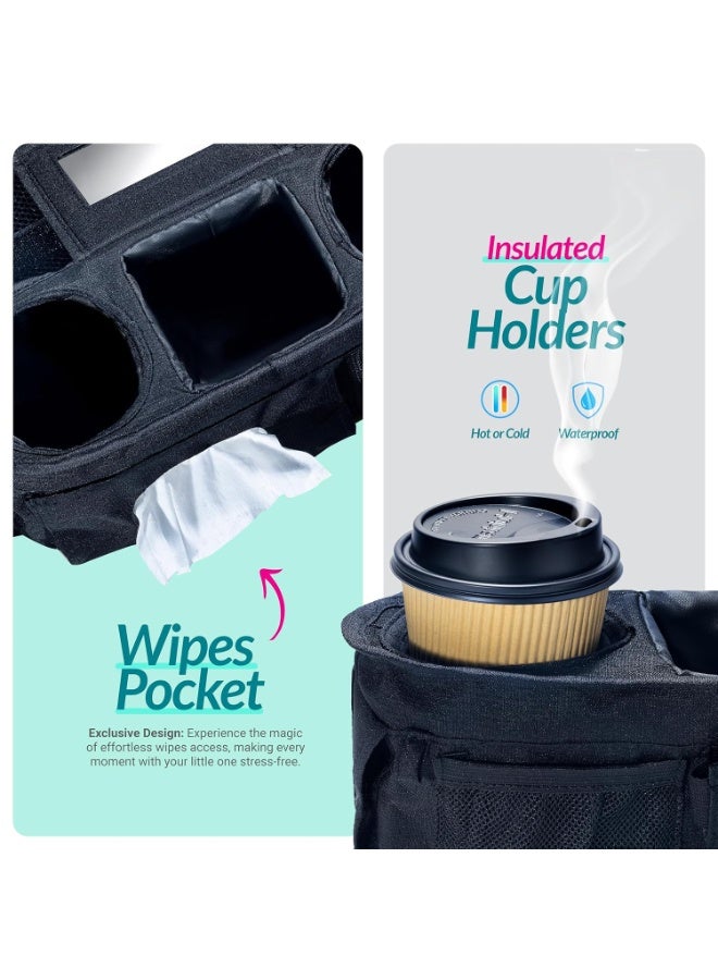 Swanoo Stroller Caddy Organizer With Cup Holder, Non Slip Straps Bag for Phone, Pet Stroller Accessories, Universal Fits Uppababby Vista v2 Wonderfold Wagon, Doona and More - Image 5