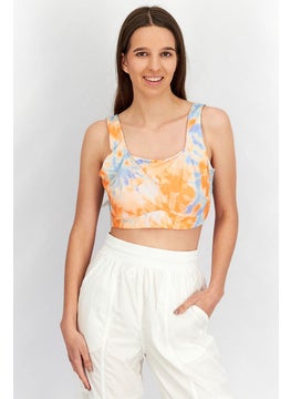 Women Sportswear Fit Sleeveless Training Sports Bra, Orange Combo