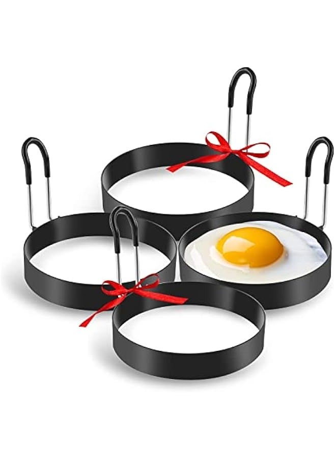 MIXDE Stainless Steel Egg Rings - Pack of 4 for Perfectly Fried Eggs and Omelets  - Image 1