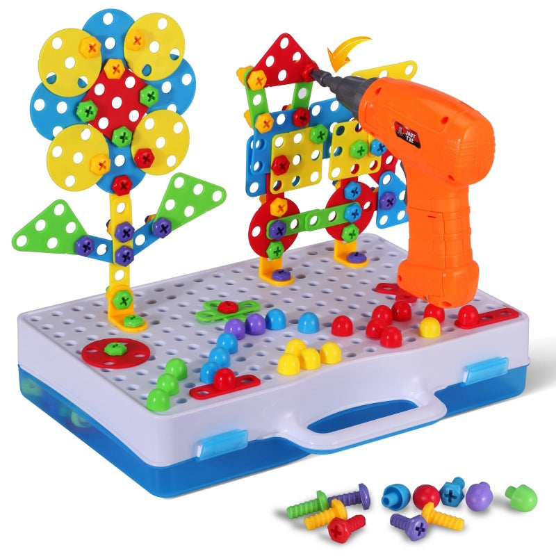 SUPSTEM STEM Building Toys for Kids Ages 4-8 | 224-Piece STEM Drill & Build Kit with Screwdriver, Pegboard | Educational Toys for 5+ Year Old Boys Girls | Gift for Birthdays - Image 1