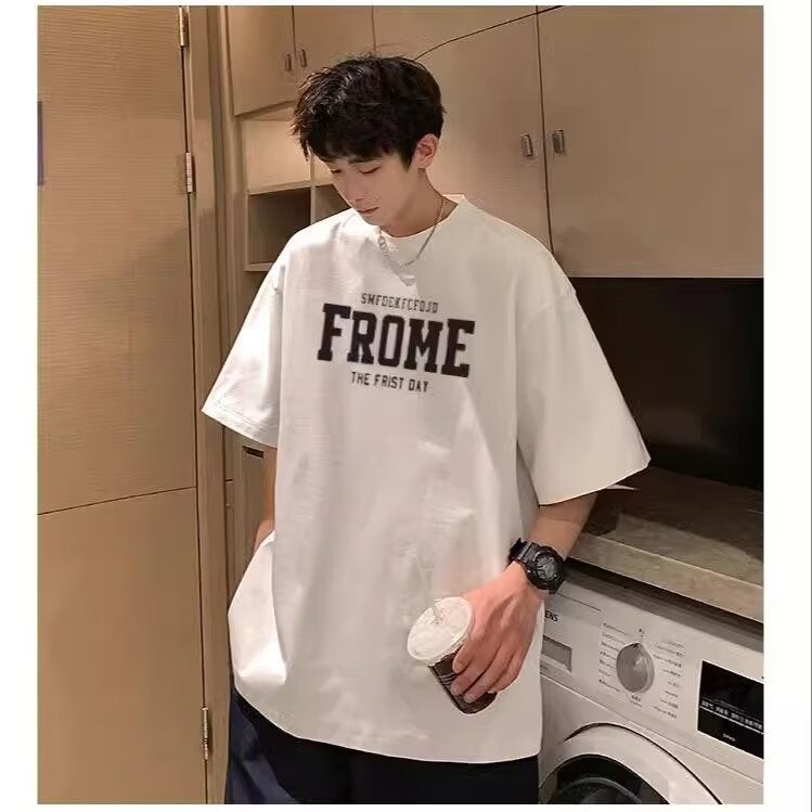 2025 Letter Printed Short-Sleeved T-Shirt Men'S Summer Loose Plus Size T-Shirt New Style Duffy Handsome American Couple Top - Image 5