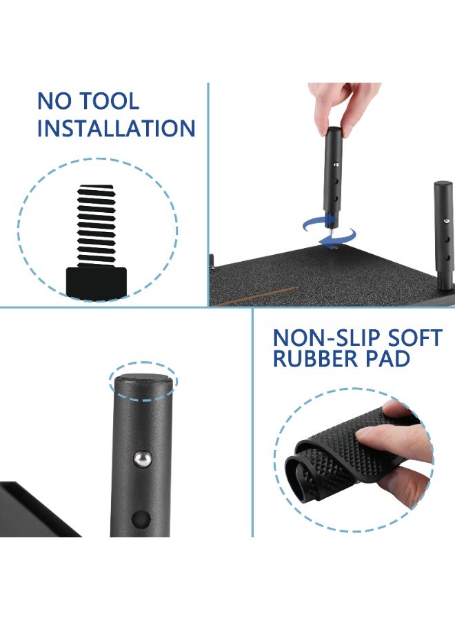 ETHU Dual Monitor Stand, Double Monitor Riser for PC Computer Laptop and Printer, Length and Angle Adjustable Desktop Stand Organizer with Phone Holder and Drawer, Universal Office Accessories, Black - Image 3